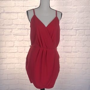 Spaghetti Strap Wrap Red MNG Dress